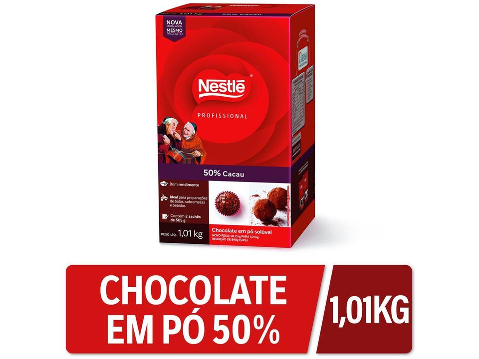 Chocolate em Pó 50% Cacau Nestle Profissional Dois Frades Caixa 1,01kg - 1
