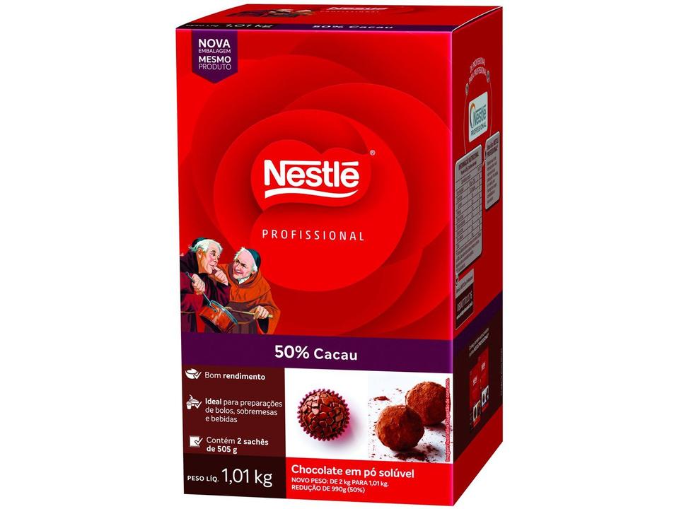 Chocolate em Pó 50% Cacau Nestle Profissional Dois Frades Caixa 1,01kg