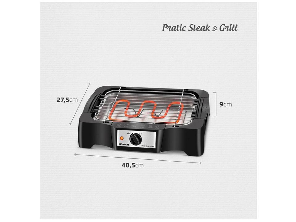 Churrasqueira Elétrica Mondial Pratic Steak & Gril - 6