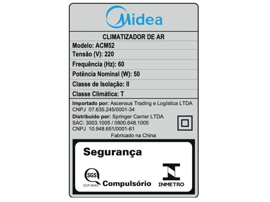 Climatizador de Ar Midea Frio Umidificador  3 Velocidades 5L ACM52 - 8
