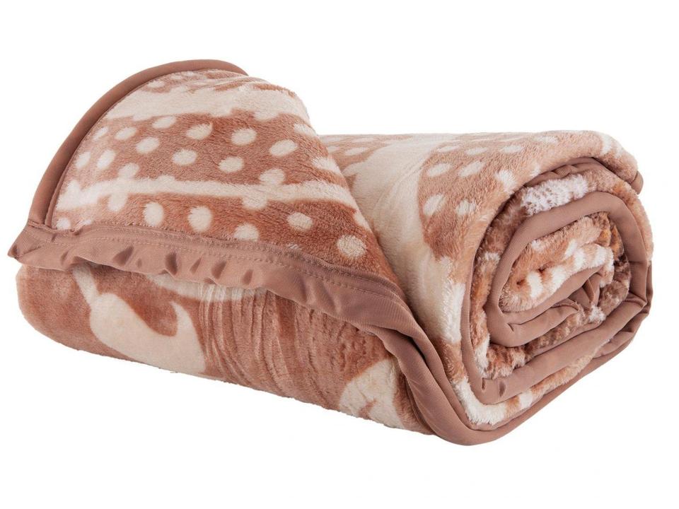 Cobertor Casal Poliéster Dyuri Plus Nilo Bege e Rose - 3