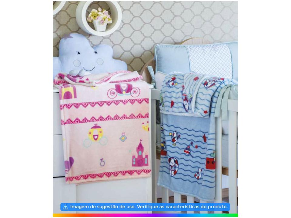 Cobertor Infantil para Berço Jolitex de Microfibra Flannel Kyor Princesa Azul - 1