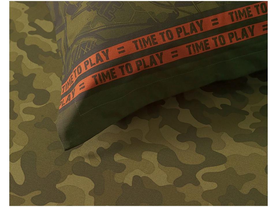 Cobre-leito Infantil Solteiro Karsten 100% Algodão 180 Fios Camuflado Verde 2 Peças - 2