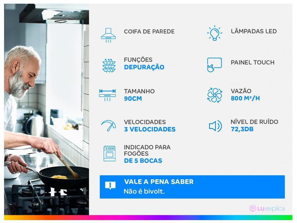 Coifa de Parede Electrolux 90cm Inox 5 Bocas Experience CE9TF - 1