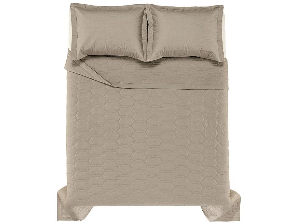 Colcha Queen Karsten 100% Algodão Romana Bege e Branco 3 Peças - 2