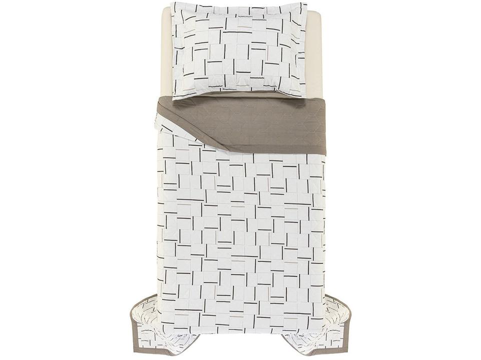 Colcha Solteiro 100% Algodão Karsten Heitor Bege e Marrom 2 Peças - 2