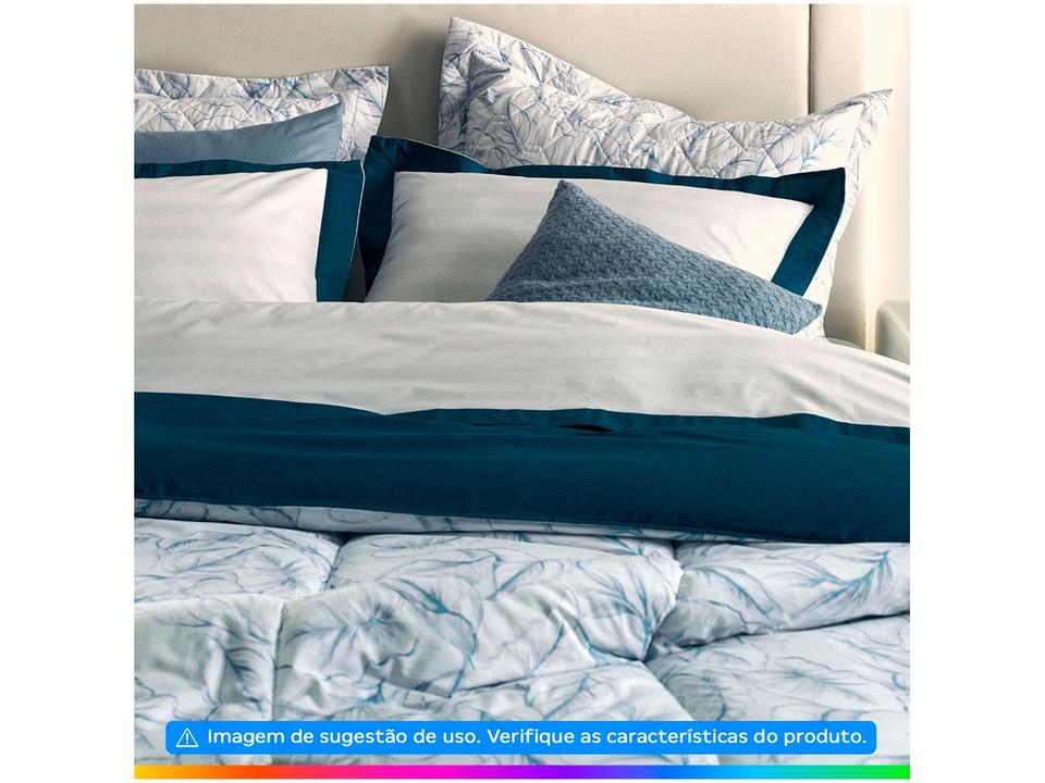 Colcha Solteiro Karsten 100% Algodão Arboris Branco e Azul Marinho 2 Peças - 1