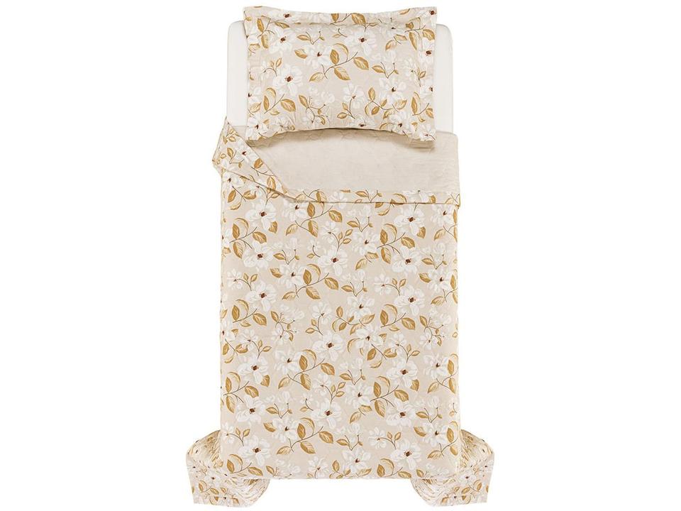 Colcha Solteiro Karsten 100% Algodão Cecília Branco e Bege 2 Peças - 3