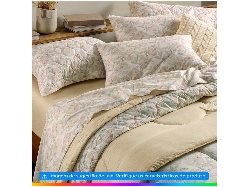 Colcha Solteiro Karsten 100% Algodão Justine Branco e Verde 2 Peças - 1