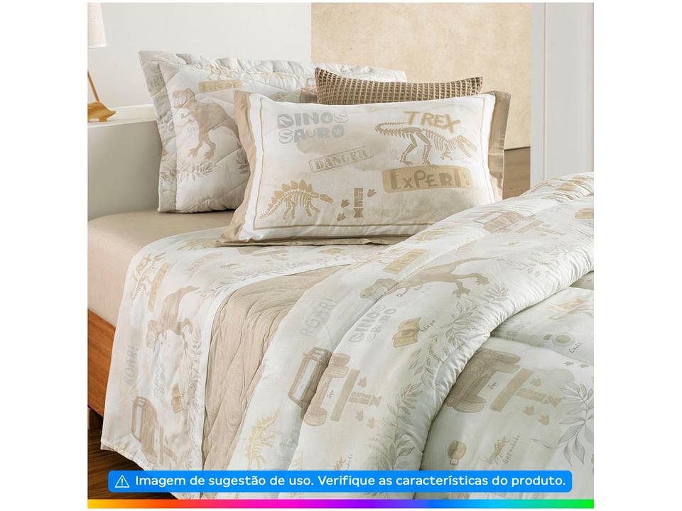 Colcha Solteiro Karsten 100% Algodão Rex Bege e Verde 2 Peças - 1