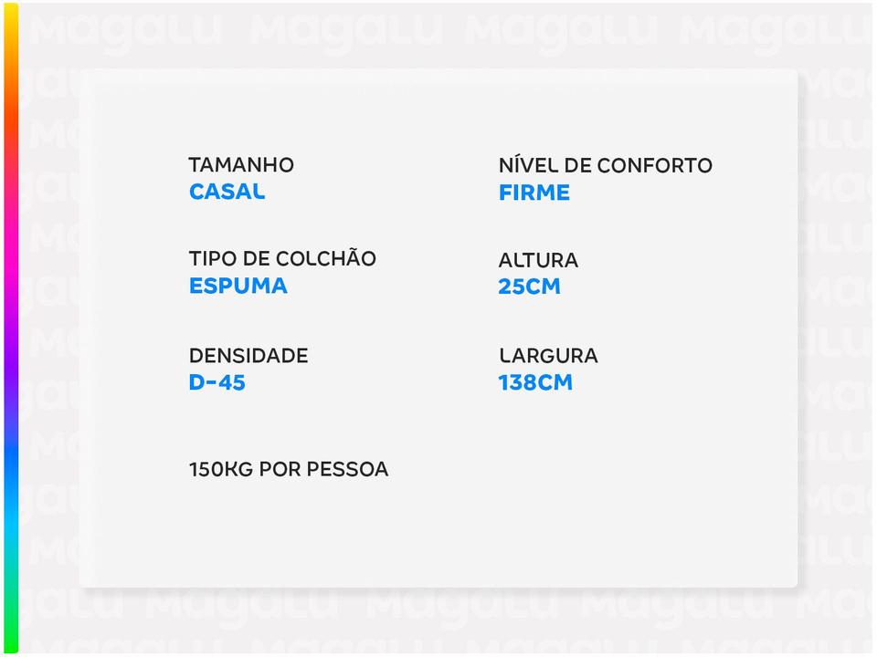 Colchão Casal Castor Espuma D-45 25cm de Altura - 2