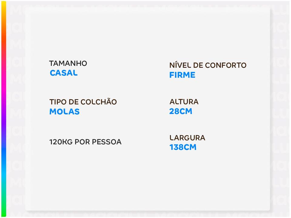 Colchão Casal Plumatex Colchões de Molas Ensacadas 28x138x188cm Turim Maxx - 2