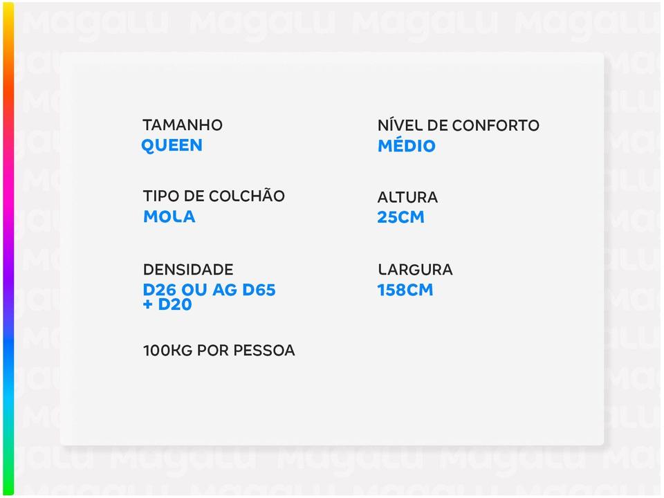 Colchão Queen Size Castor Mola Pocket 25cm de Alt. Sleep Class One Face - 2