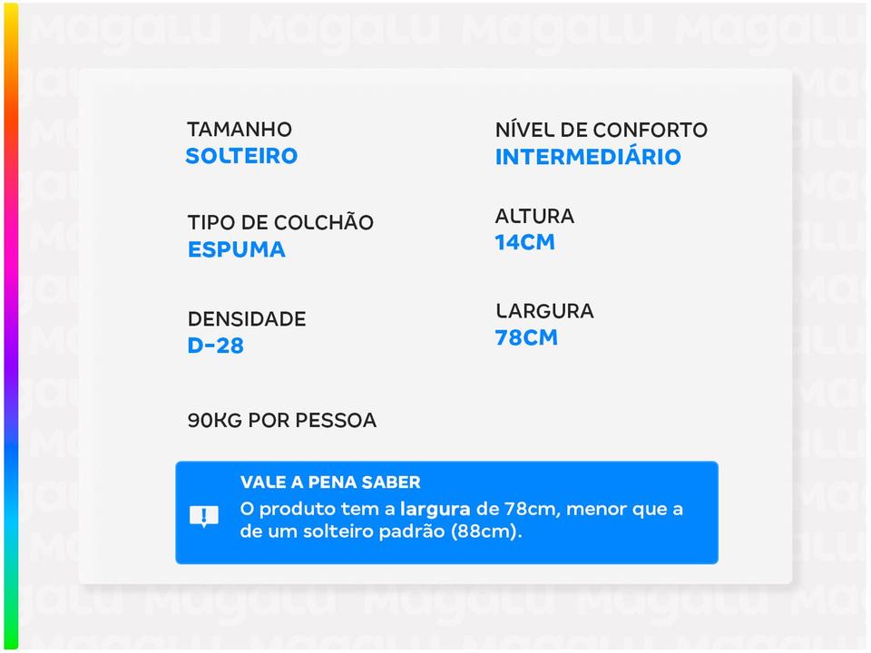 Colchão Solteiro Gazin de Espuma D28 14x78x188cm - 2