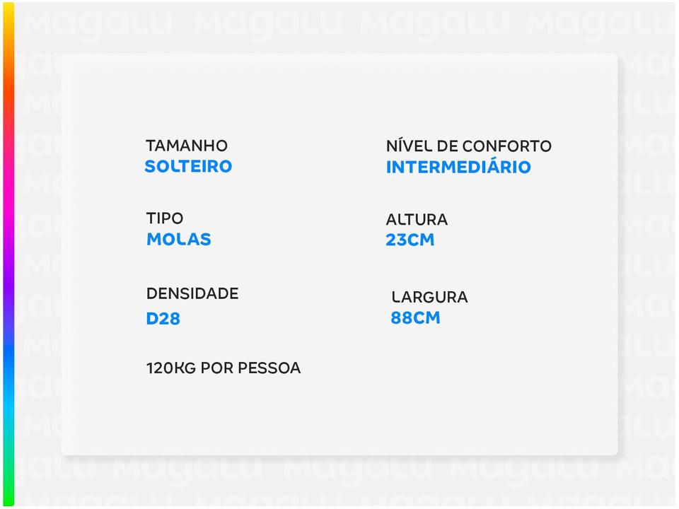 Colchão Solteiro Gazin de Mola D28 23x88x188cm Cristal - 1