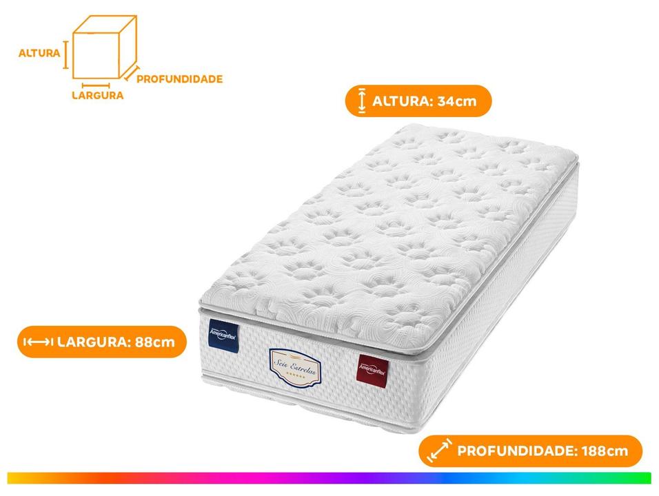 Colchão Solteiro Padrão Americanflex de Molas Ensacadas 34x88x188cm Seis Estrelas - 3