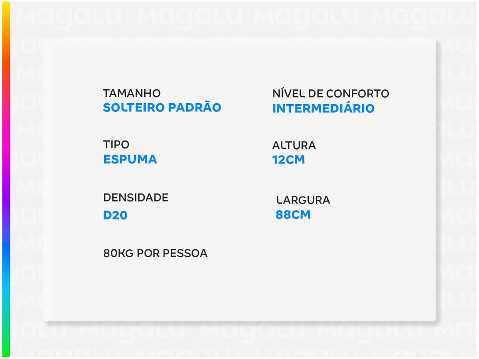 Colchão Solteiro Padrão Plumatex de Espuma D20 12x88x188cm Plumaspuma - 2