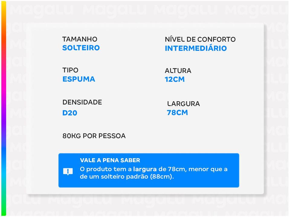 Colchão Solteiro Plumatex de Espuma D20 12x78x188cm Plumaspuma - 2