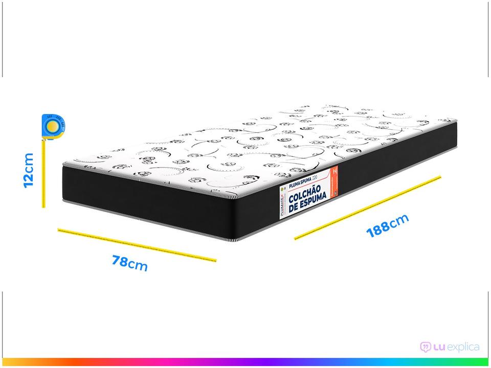 Colchão Solteiro Plumatex de Espuma D20 12x78x188cm Plumaspuma - 3