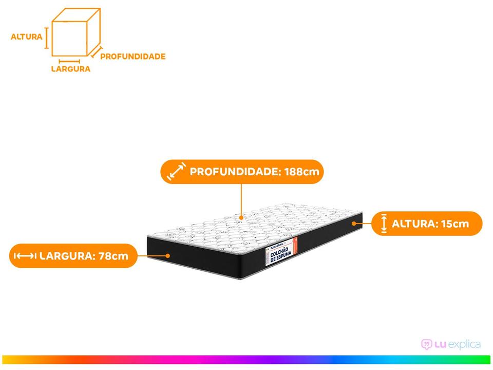 Colchão Solteiro Plumatex de Espuma D33 15x78x188cm Plumaspuma - 2
