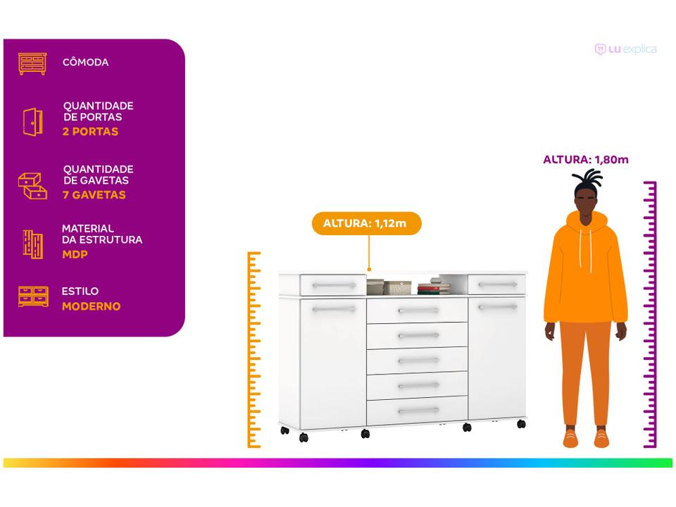 Cômoda 2 Portas 7 Gavetas Demóbile - 1