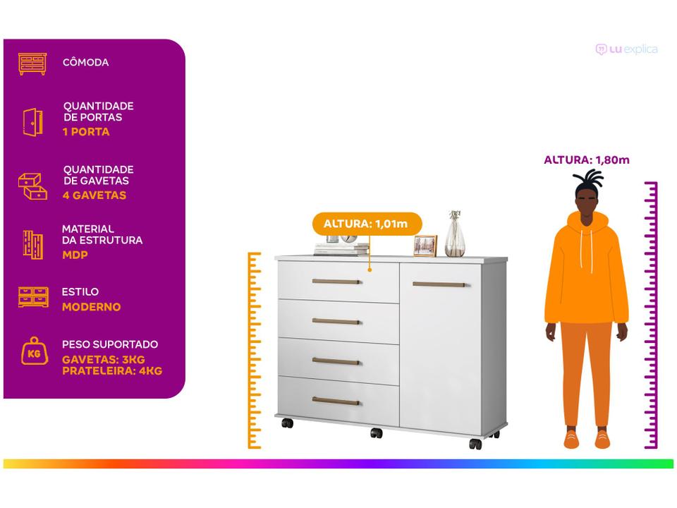 Cômoda 4 Gavetas 1 Porta Demóbile - 1