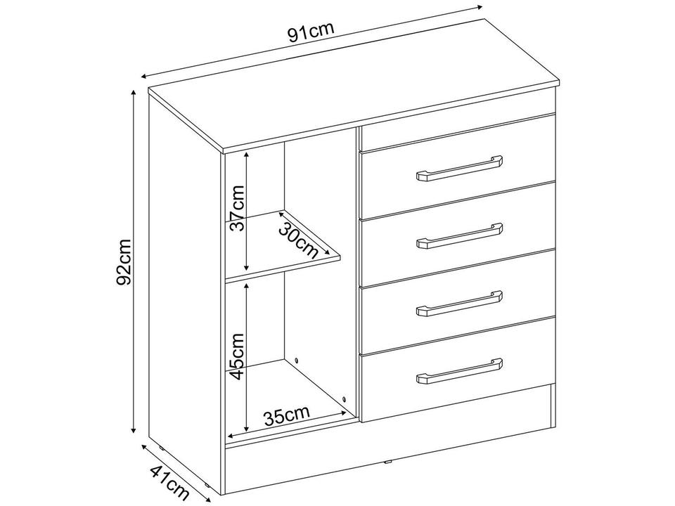 Cômoda 4 Gavetas 1 Porta Demobile Montevideu - 3