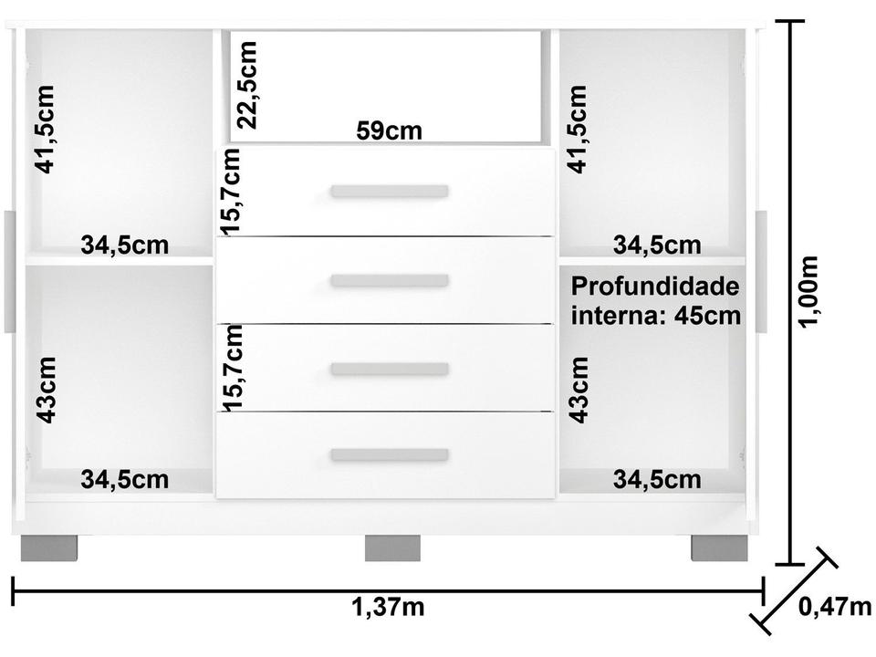 Cômoda 4 Gavetas 2 Portas Araplac Nairóbi - 9