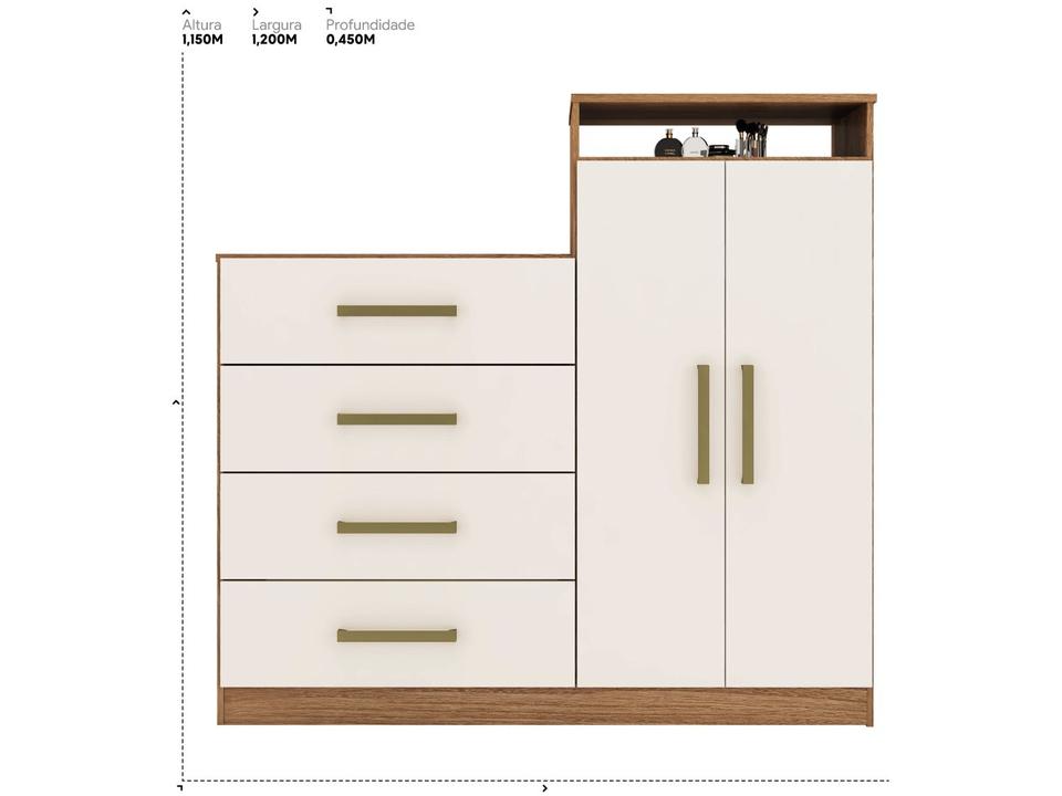 Cômoda 4 Gavetas 2 Portas Demóbile Aurea - 11