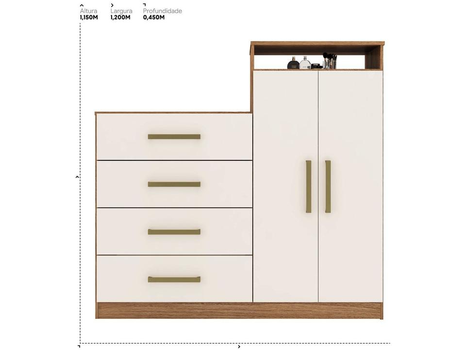 Cômoda 4 Gavetas 2 Portas Demóbile Aurea - 11