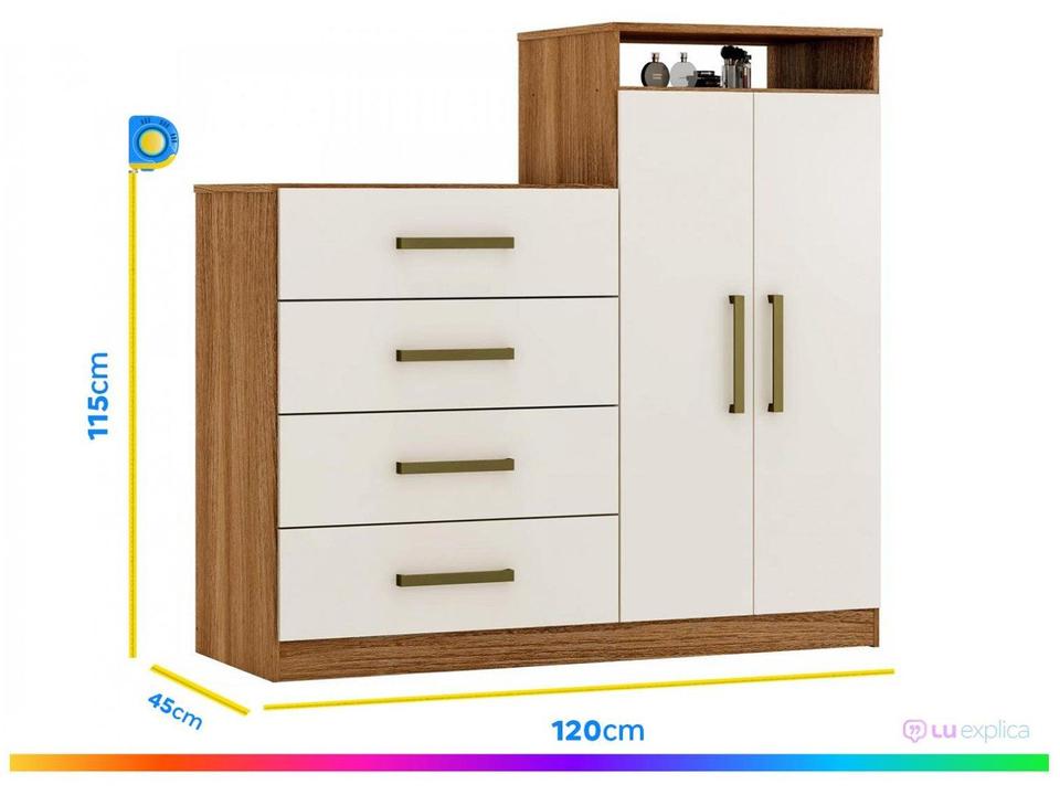 Cômoda 4 Gavetas 2 Portas Demóbile Aurea - 2