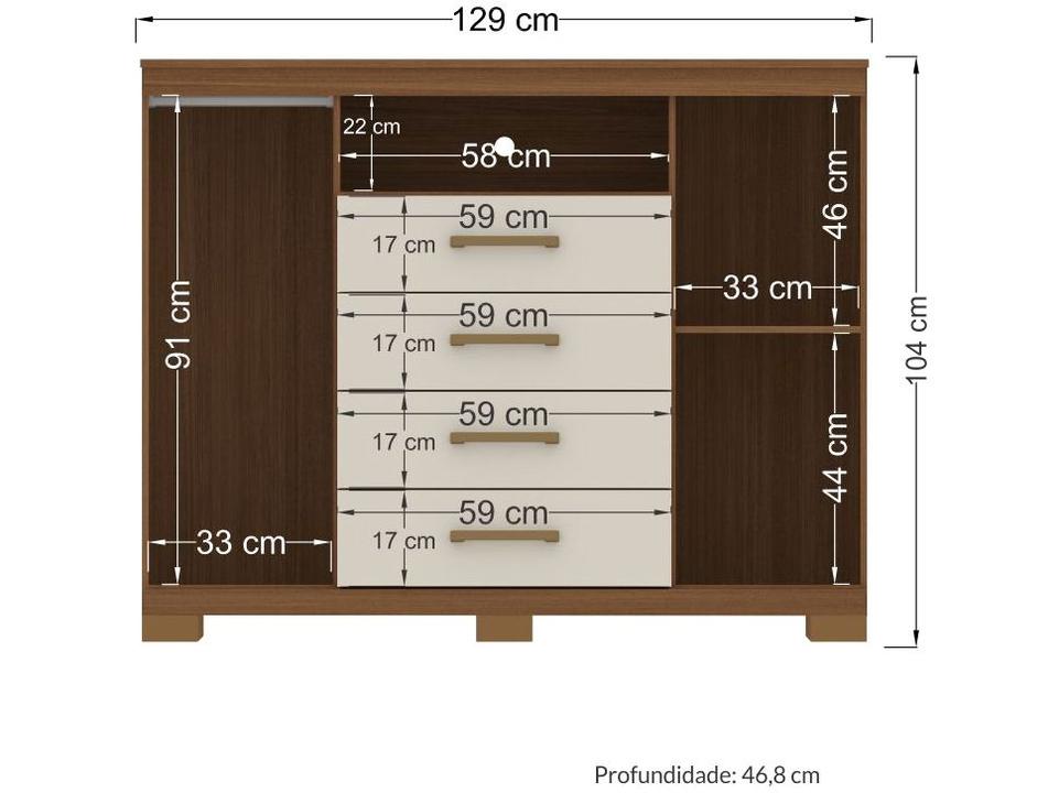 Cômoda 4 Gavetas 2 Portas Santos Andira Master 2.4 - 4