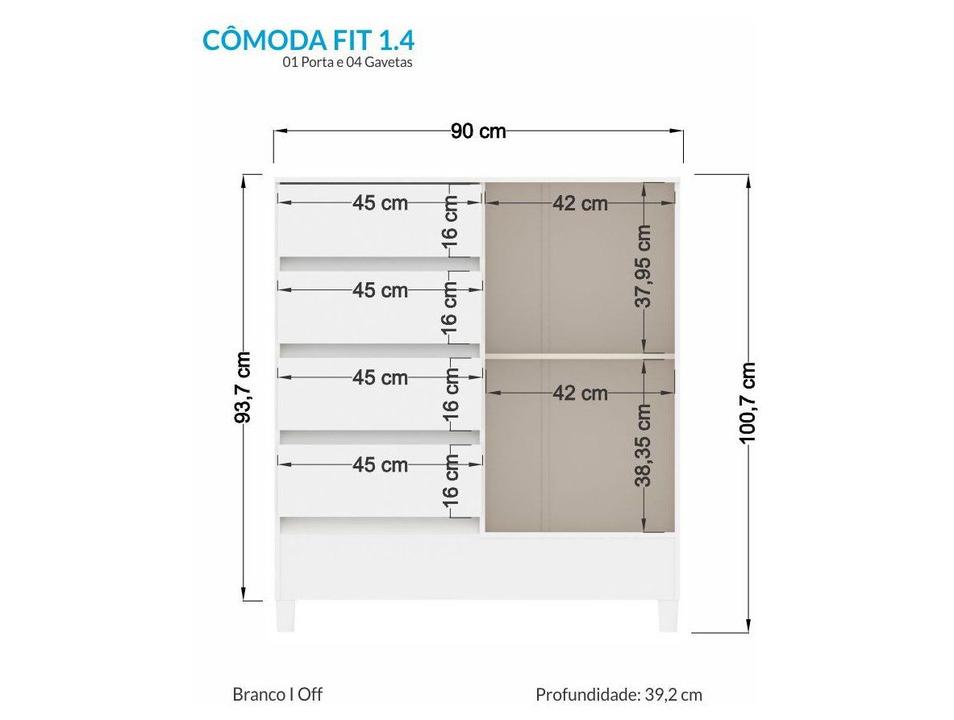 Cômoda 4 Gavetas Santos Andira Fit - 2