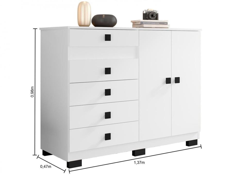 Cômoda 5 Gavetas 2 Portas Araplac Malu - 12