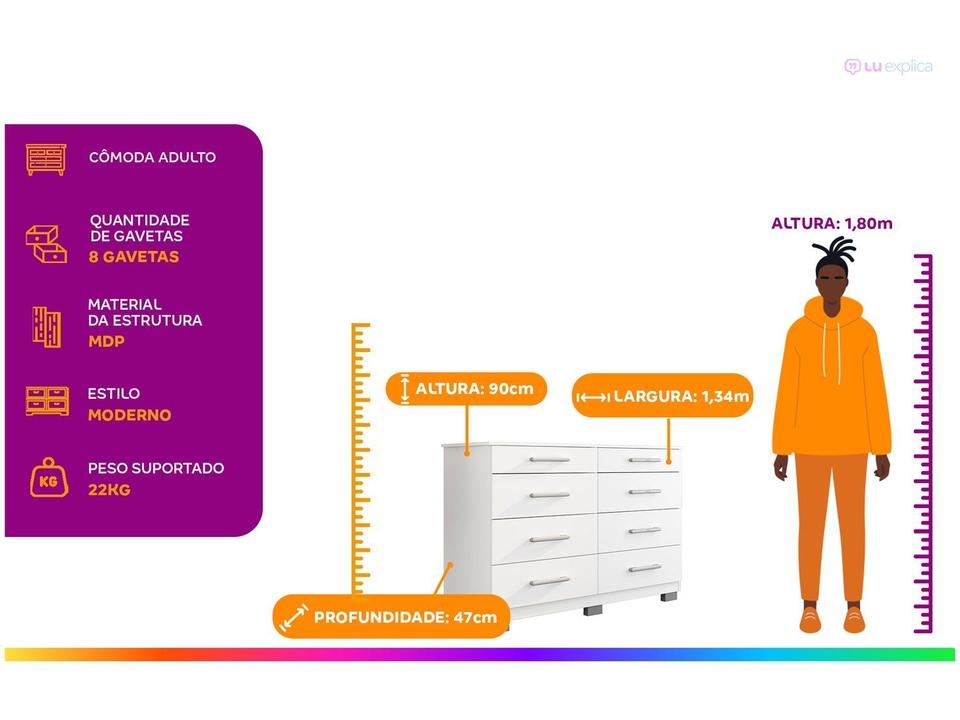 Cômoda 8 Gavetas Araplac Denver - 1