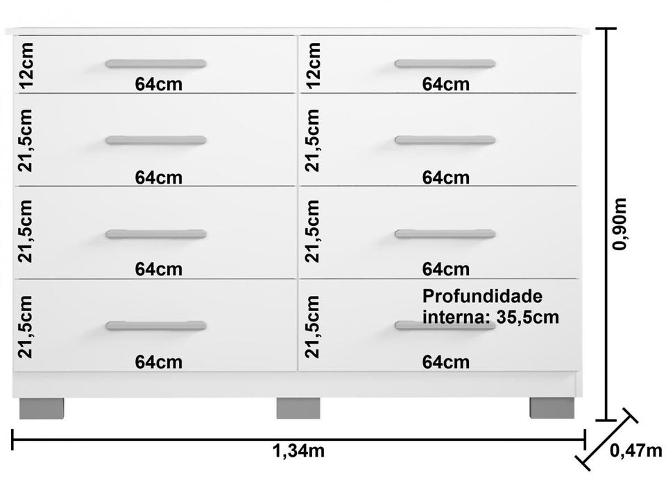 Cômoda 8 Gavetas Araplac Denver - 6