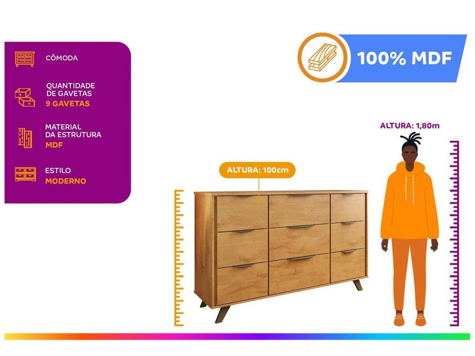 Cômoda 9 Gavetas Europa - 1