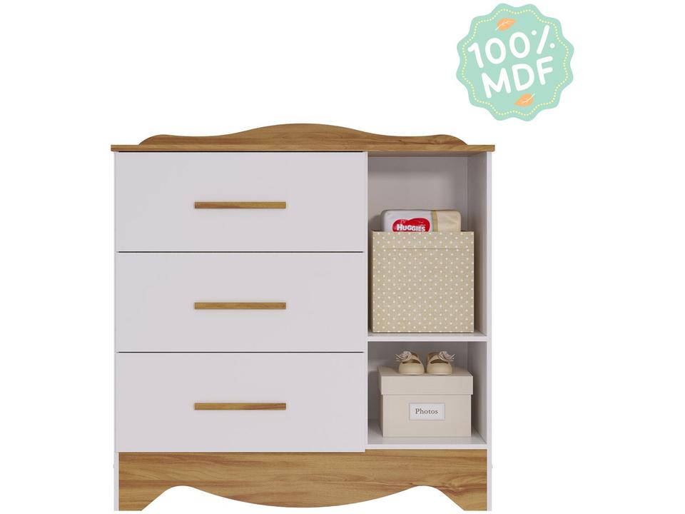 Cômoda de Bebê 3 Gavetas Moveis Pe - 4