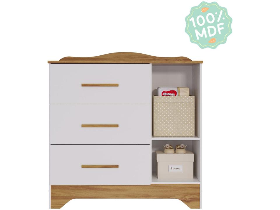 Cômoda de Bebê 3 Gavetas Moveis Pe - 5