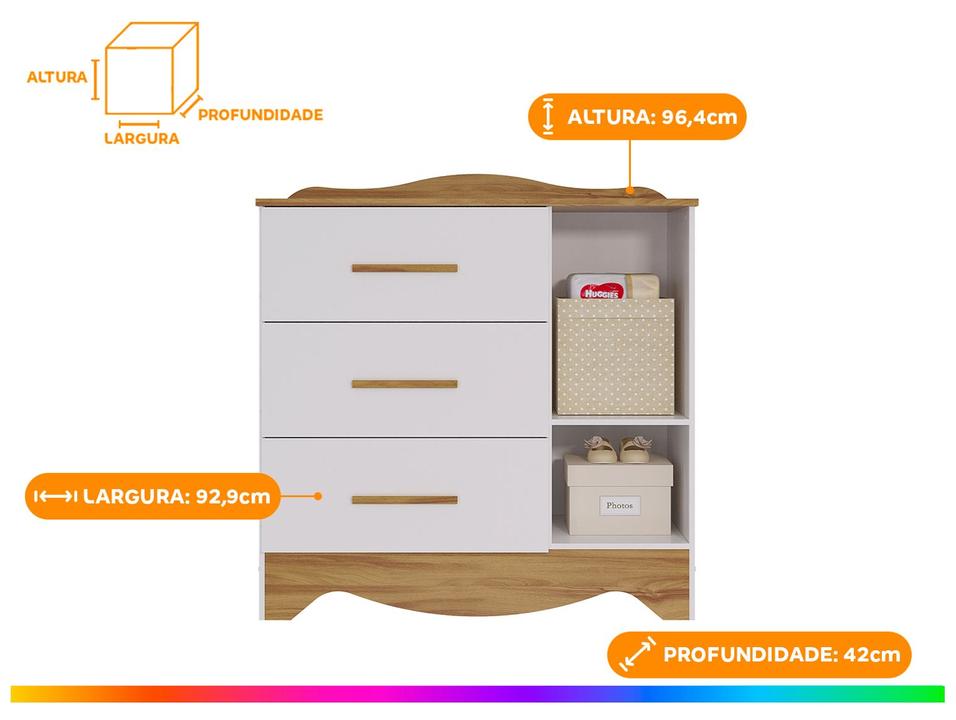 Cômoda de Bebê 3 Gavetas Moveis Pe - 2