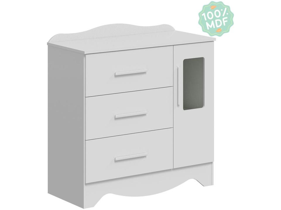 Cômoda de Bebê 3 Gavetas Moveis Peroba Harmonia com Vidro - 5