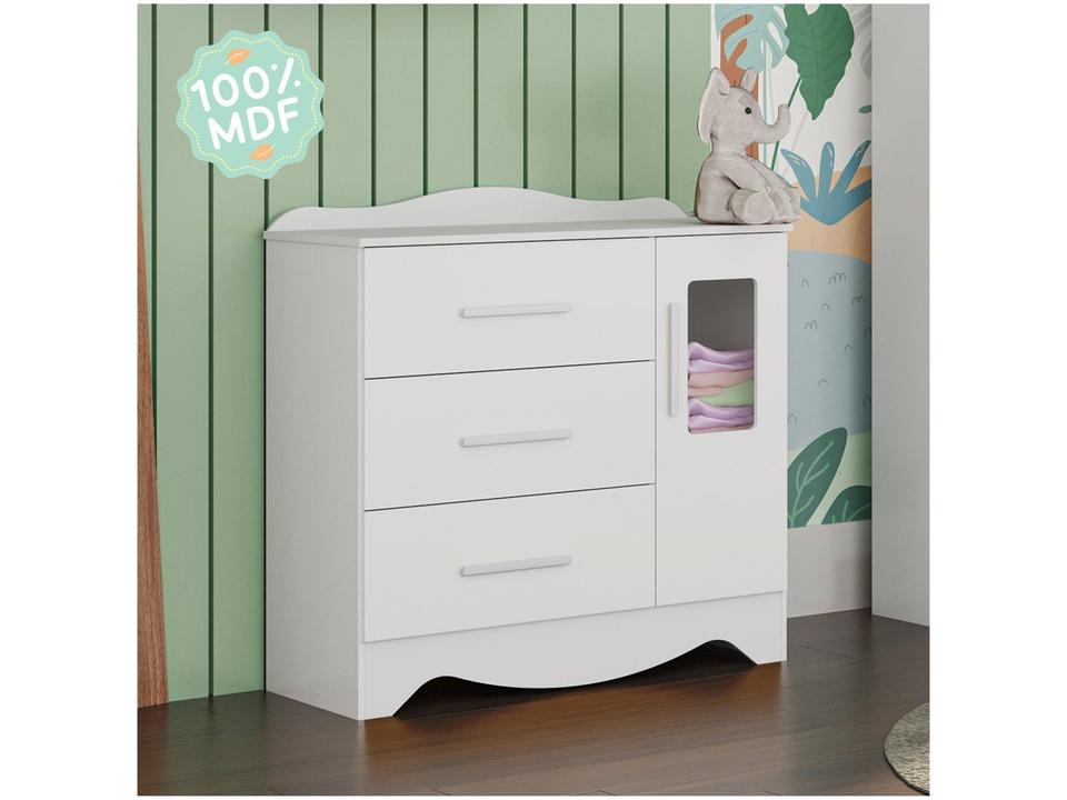 Cômoda de Bebê 3 Gavetas Moveis Peroba Harmonia com Vidro - 3