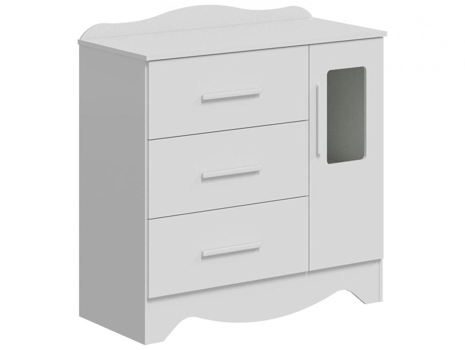 Cômoda de Bebê 3 Gavetas Moveis Peroba Harmonia com Vidro