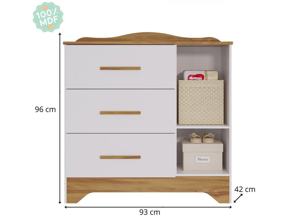 Cômoda de Bebê 3 Gavetas Moveis Peroba Harmonia - 7