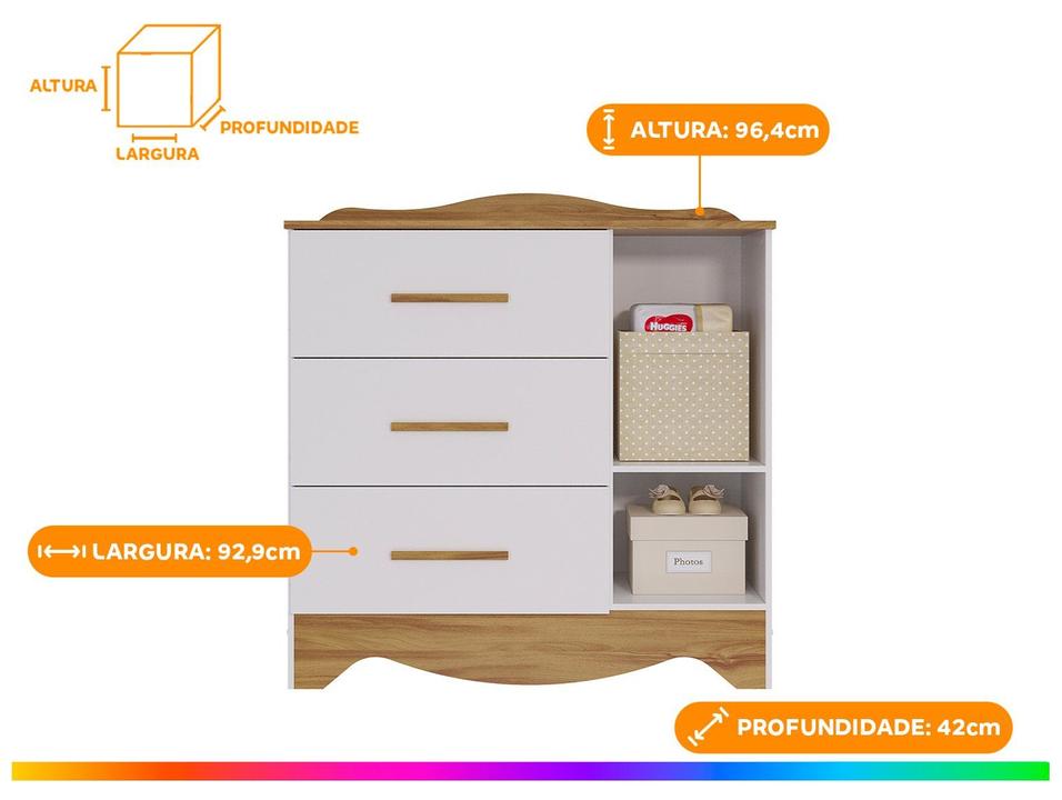 Cômoda de Bebê 3 Gavetas Moveis Peroba Harmonia - 2