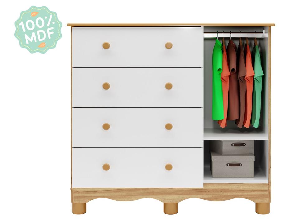 Cômoda de Bebê 4 Gavetas Móveis Peroba Ninho - 5