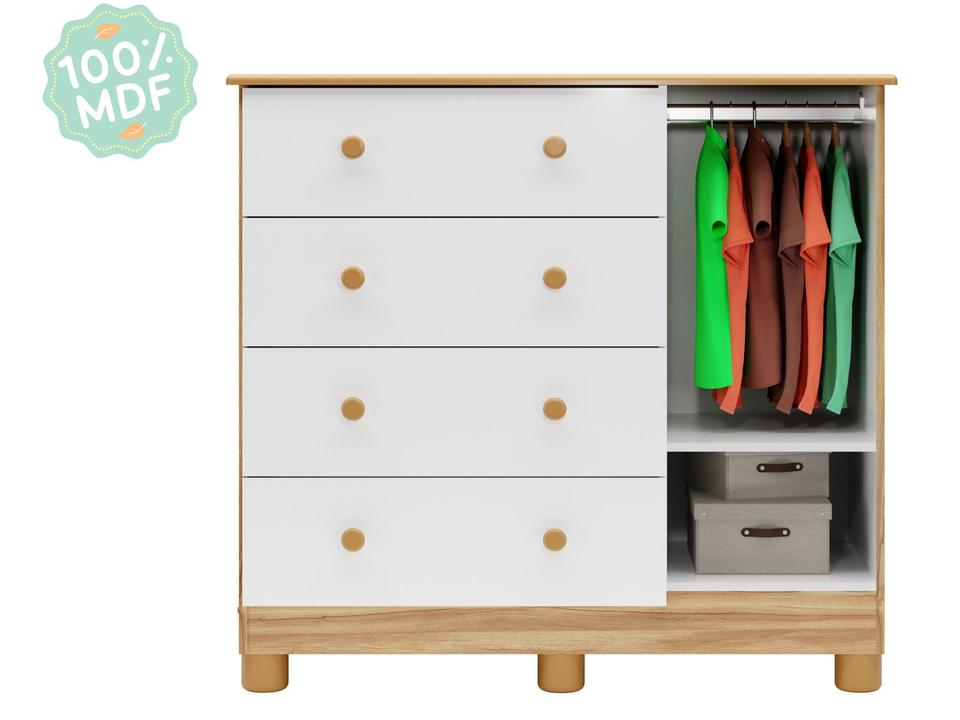 Cômoda de Bebê 4 Gavetas Móveis Peroba Ninho - 4