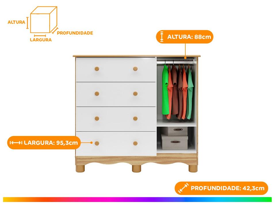 Cômoda de Bebê 4 Gavetas Móveis Peroba Ninho - 2