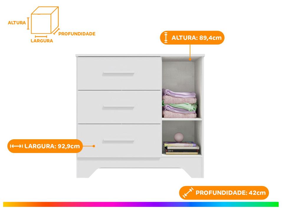 Cômoda Infantil 3 Gavetas Moveis - 2
