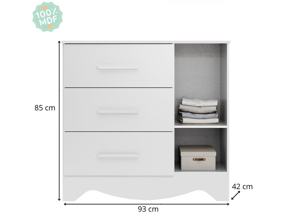 Cômoda Infantil 3 Gavetas Moveis Peroba Magia - 8